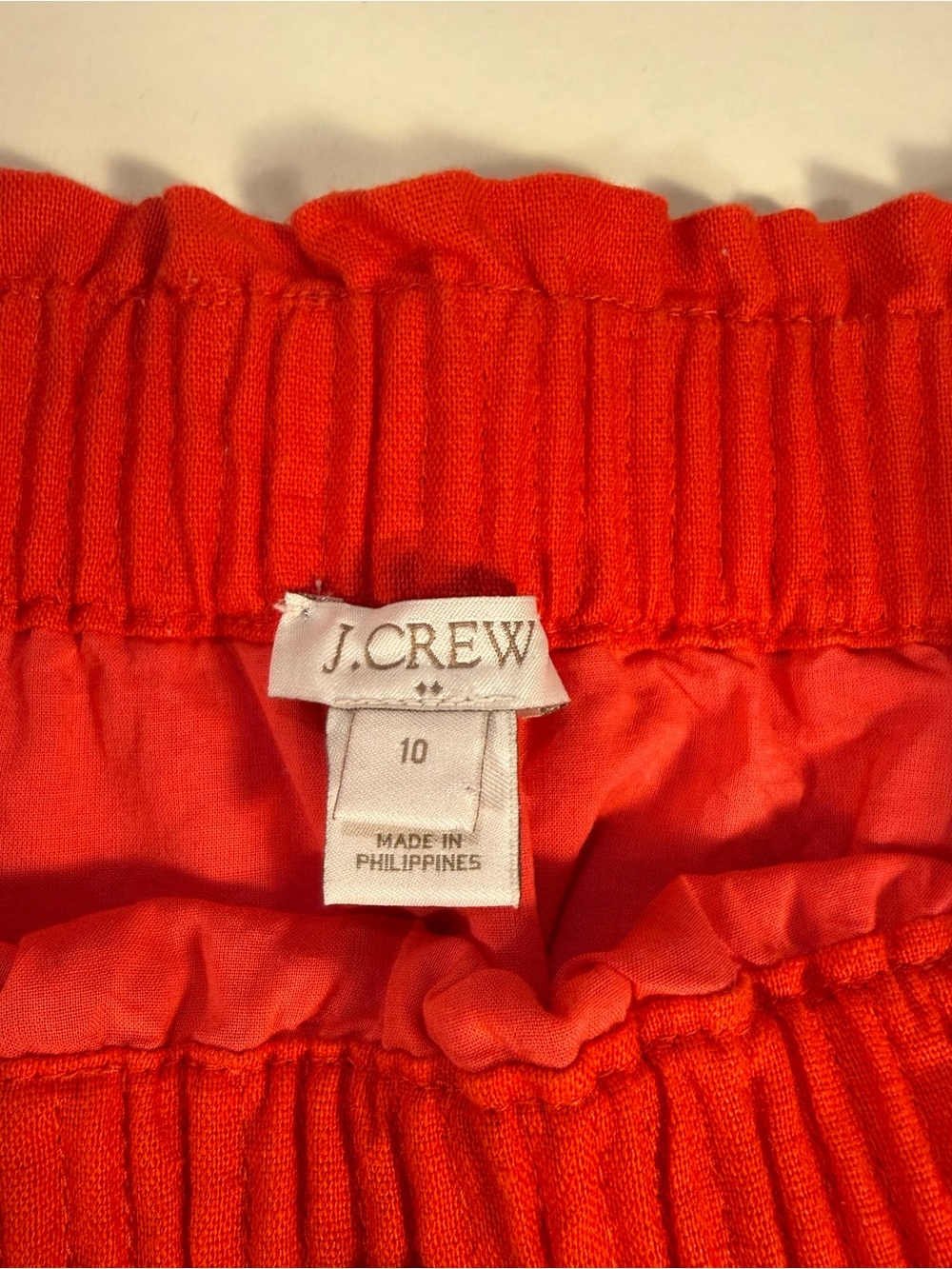 J Crew Bright Red Elastic-Waist Linen Mini Skirt - Picture 2 of 5